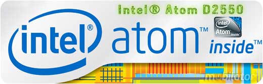 MiniPC Nettop Mini-PC Mały komputer Manli T4  M-T4N25 Intel Atom D2550 (2x1.86GHz)  Intel GMA3650 500GB HDD 64GB SSD Windows 7 4GB RAM DDR 3 Chipset NM10