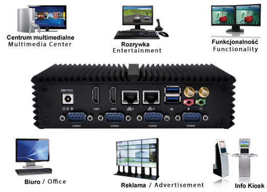 Industrial Computer Fanless MiniPC Qunso ssd intel core i5 wi-fi com usb 