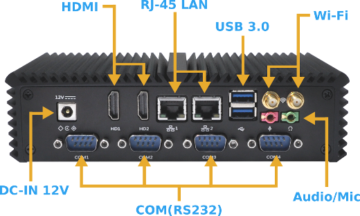 Industrial Computer Fanless MiniPC Qunso ssd intel core i5 wi-fi com usb 