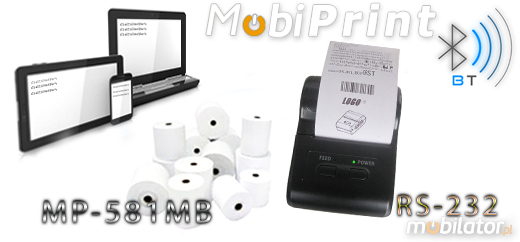 MobiPrint MP-58M1B Drukarka termiczna mini drukarka kodów mechanizm epson Interfejs IrDA Bluetooth RS232 Mobilna Drukarka mobilator.pl windows android  New Portable Devices