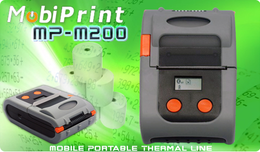 MobiPrint MP-M200 Drukarka termiczna Thermal Line  mini drukarka kodów mechanizm FUJITSU Interfejs  Bluetooth USB Mobilna Drukarka mobilator.pl windows android  New Portable Devices małe drukarki paragonów ios mała drukarka przenośna portable drukarka kodów