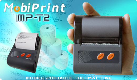 MobiPrint MP-T2 Drukarka termiczna mini drukarka kodów  Interfejs  Bluetooth  Mobilna Drukarka mobilator.pl windows android  New Portable Devices
