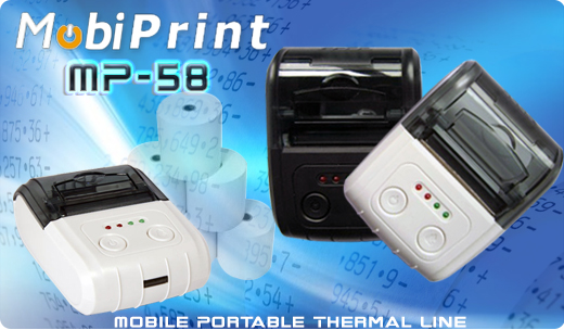 MobiPrint MP-58MB Mobile Printer Drukarka termiczna mini drukarka kodów mechanizm epson Interfejs USB Bluetooth RS232 Mobilna Drukarka mobilator.pl windows android ios  New Portable Devices