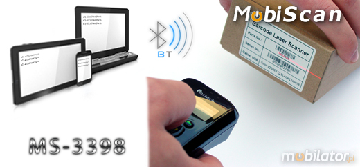 MobiScan Hand Mini MS3398 NEW Bluetooth 2.0 MOBISCAN HAND MINI MS-3398 IP64 Skaner 1D Laser Bezprzewodowy Bluetooth 2.0 Poręczny MobiSCAN  Kompatybilny Windows Android IOS mobilator.pl New Portable Devices Mobilne Skanery kodów kreskowych MINI
