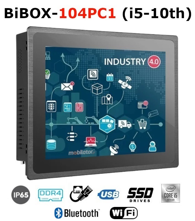 BiBOX-104PC1 (i5-10th) Przemysłowy komputer panelowy PanelPC z nowoczesnym procesorem i5 i modułem WiFi + Bluetooth