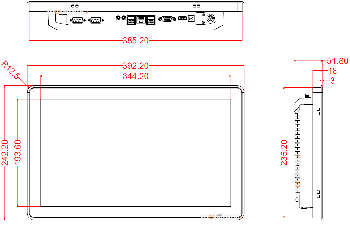 Panel's technical dimensions - BiBox 156-I58