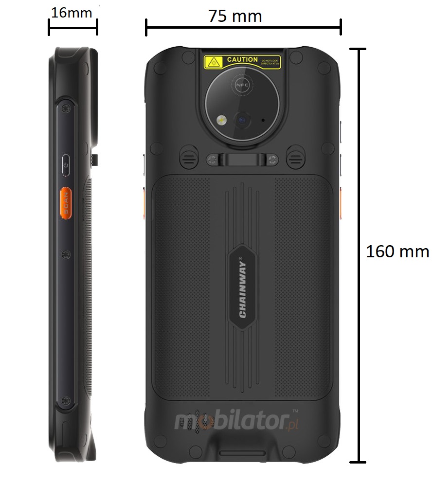 Chainway MC95 dimensions buttons keyboard resistant rugged data collector IP67