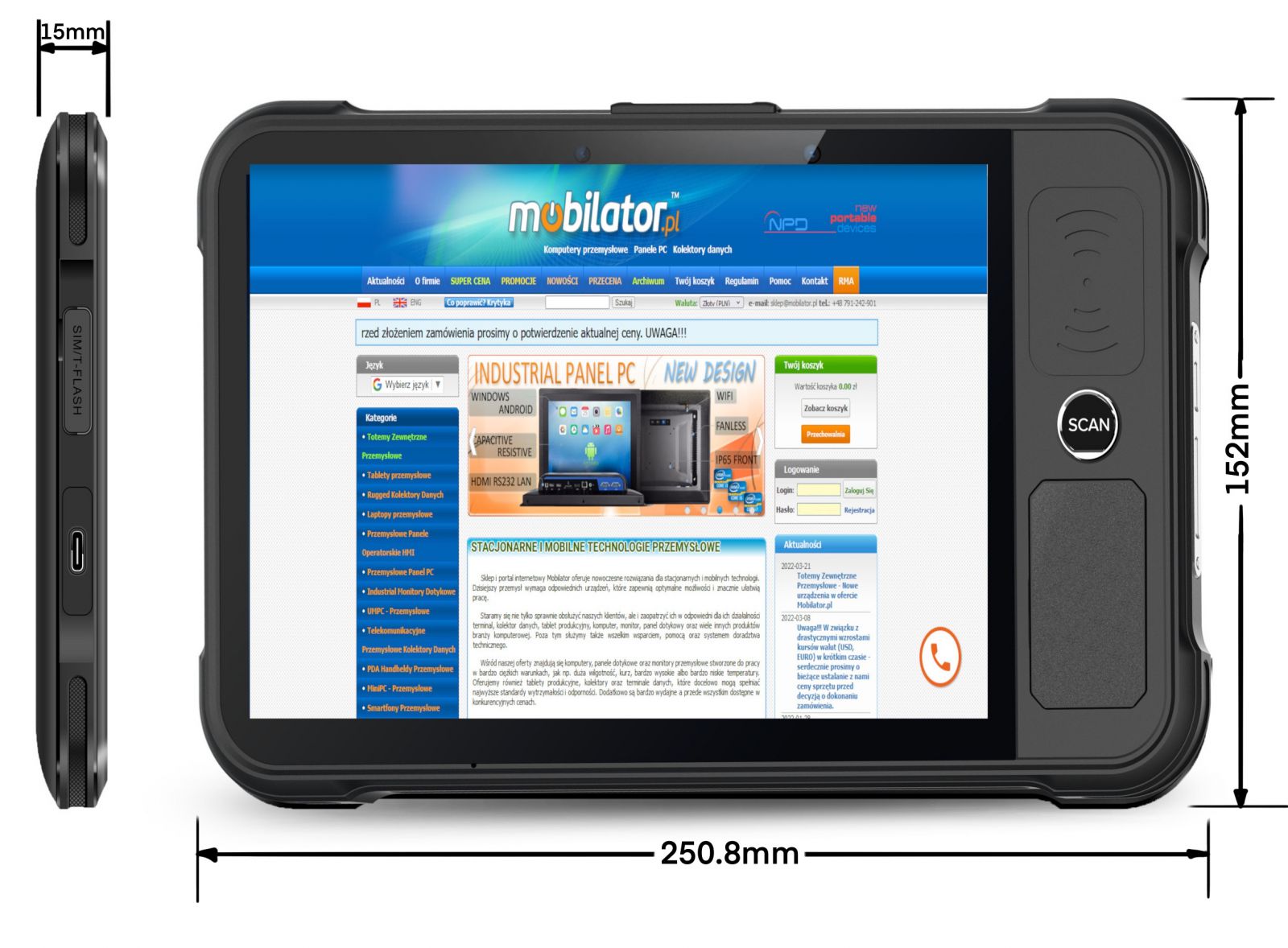 Industrial tray P80-PF Dimensions Height Width and Thickness