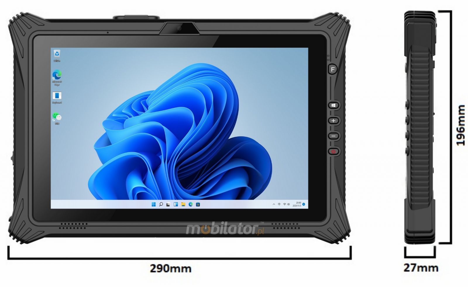 Emdoor I10A dimensions buttons resistant IP65 rugged tablet