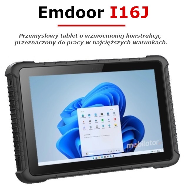 Emdoor I16J wstrząsoodporny przemysłowy tablet Windows 11 4G LTE IP65