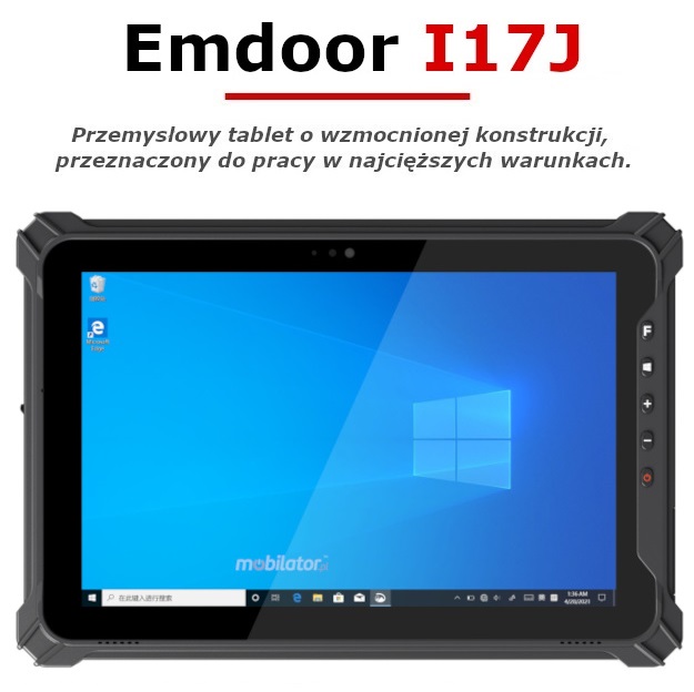 Emdoor I17J wstrząsoodporny przemysłowy tablet Windows 11 4G LTE IP65