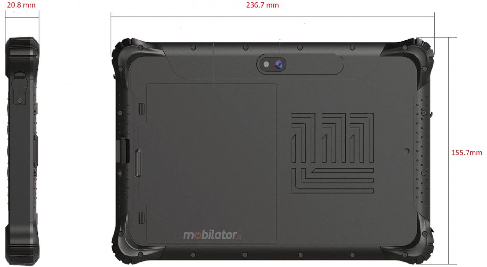 Emdoor Q885M wymiary przyciski odporny wytrzymały tablet IP65