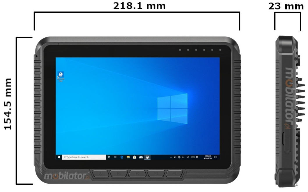 Emdoor V80J wymiary przyciski odporny wytrzymały tablet IP65