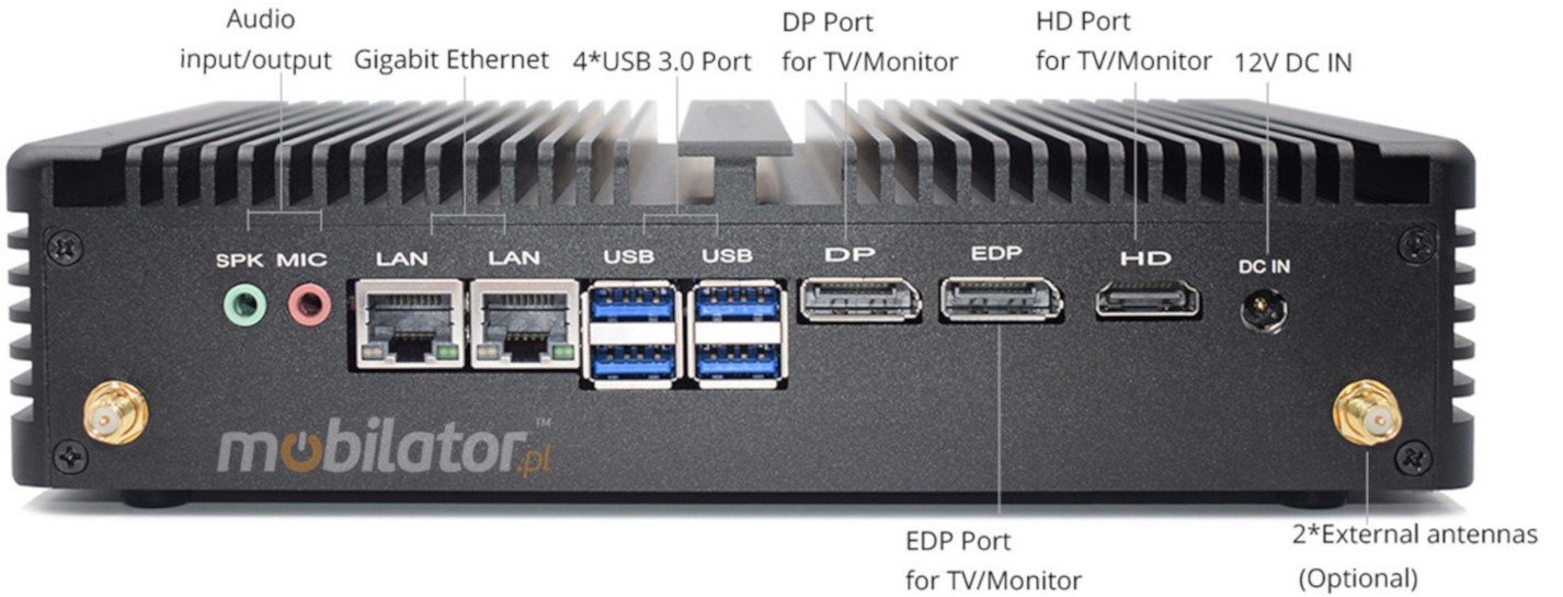 connectors rear panel of small reliable HyBOX TH5
