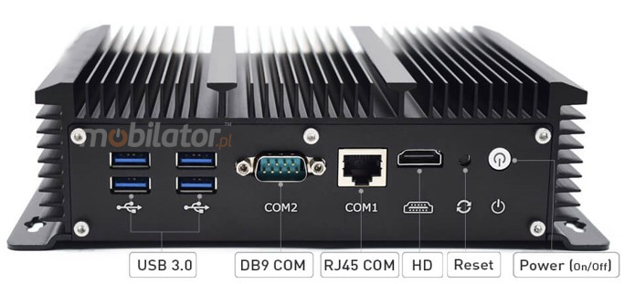 HyBOX 1009 front panel connectors for good quality, efficient and fast specialized computer resistant to low and high temperatures