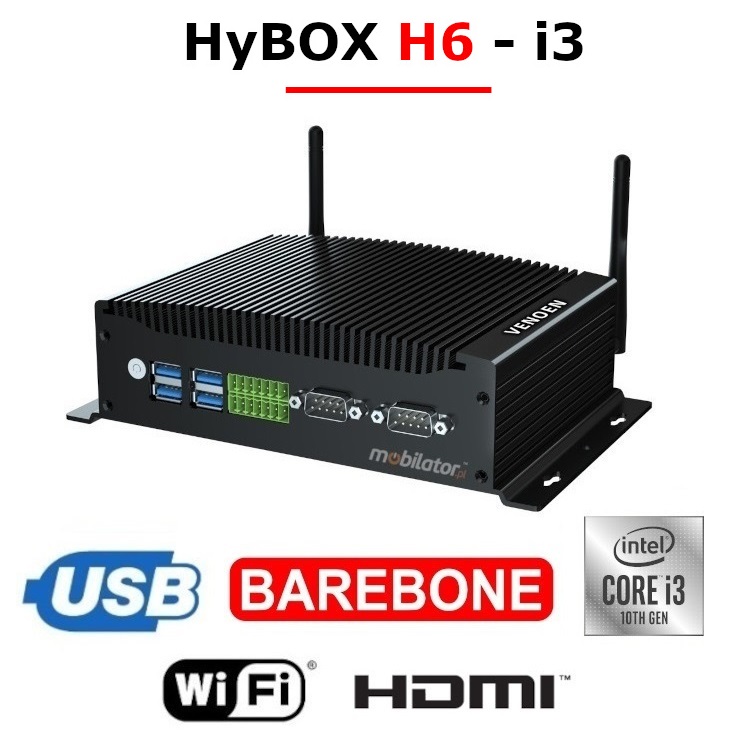 HyBOX H6 - i3 mały niezawodny szybki i wydajny mini pc bezwentylatorowy BAREBONE