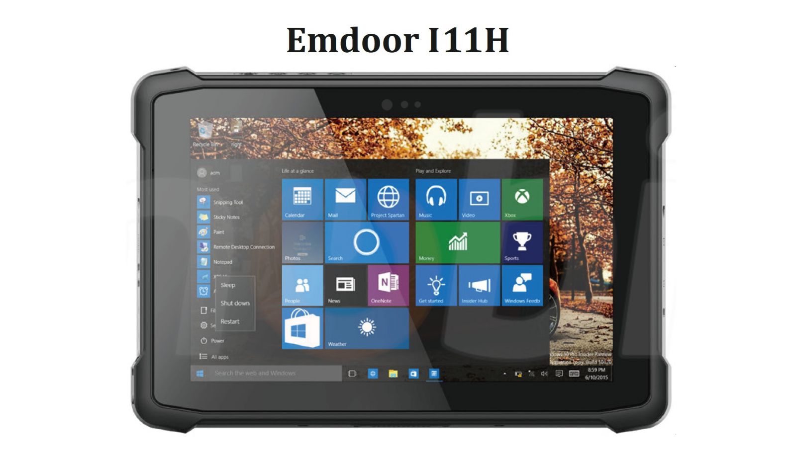 Emdoor I11H v.4 - Odporny na upadki dziesięciocalowy tablet z Windows 10 Pro, Bluetooth 4.2, 4GB RAM pamięci, dyskiem 64GB, czytnikiem kodów 2D N3680 Honeywell, NFC  i 4G 