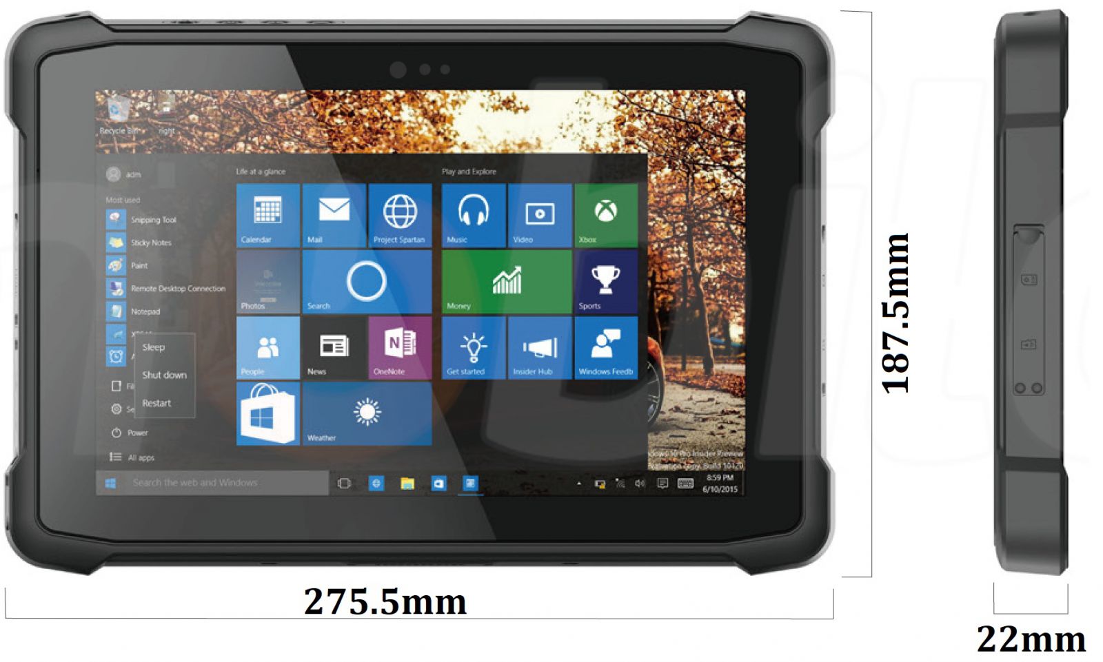 Emdoor I11H v.4 - Odporny na upadki dziesięciocalowy tablet z Windows 10 Pro, Bluetooth 4.2, 4GB RAM pamięci, dyskiem 64GB, czytnikiem kodów 2D N3680 Honeywell, NFC  i 4G 