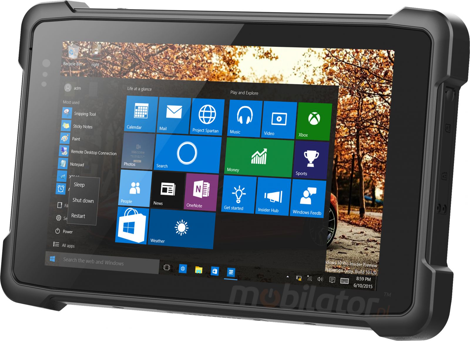 Emdoor I81H v.4 - Drop-proof eight inch tablet with Windows 10 Pro, Bluetooth 4.2, 4GB RAM, 64GB disk, 2D N3680 Honeywell code reader, NFC and 4G