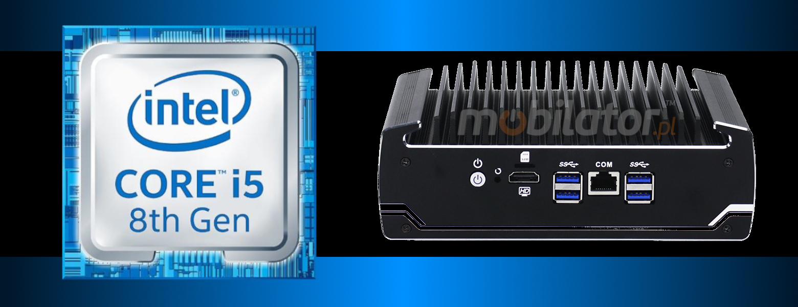 Wytrzymały miniPC z wydajnym procesorem czterordzeniowym Intel Core i5 8250U