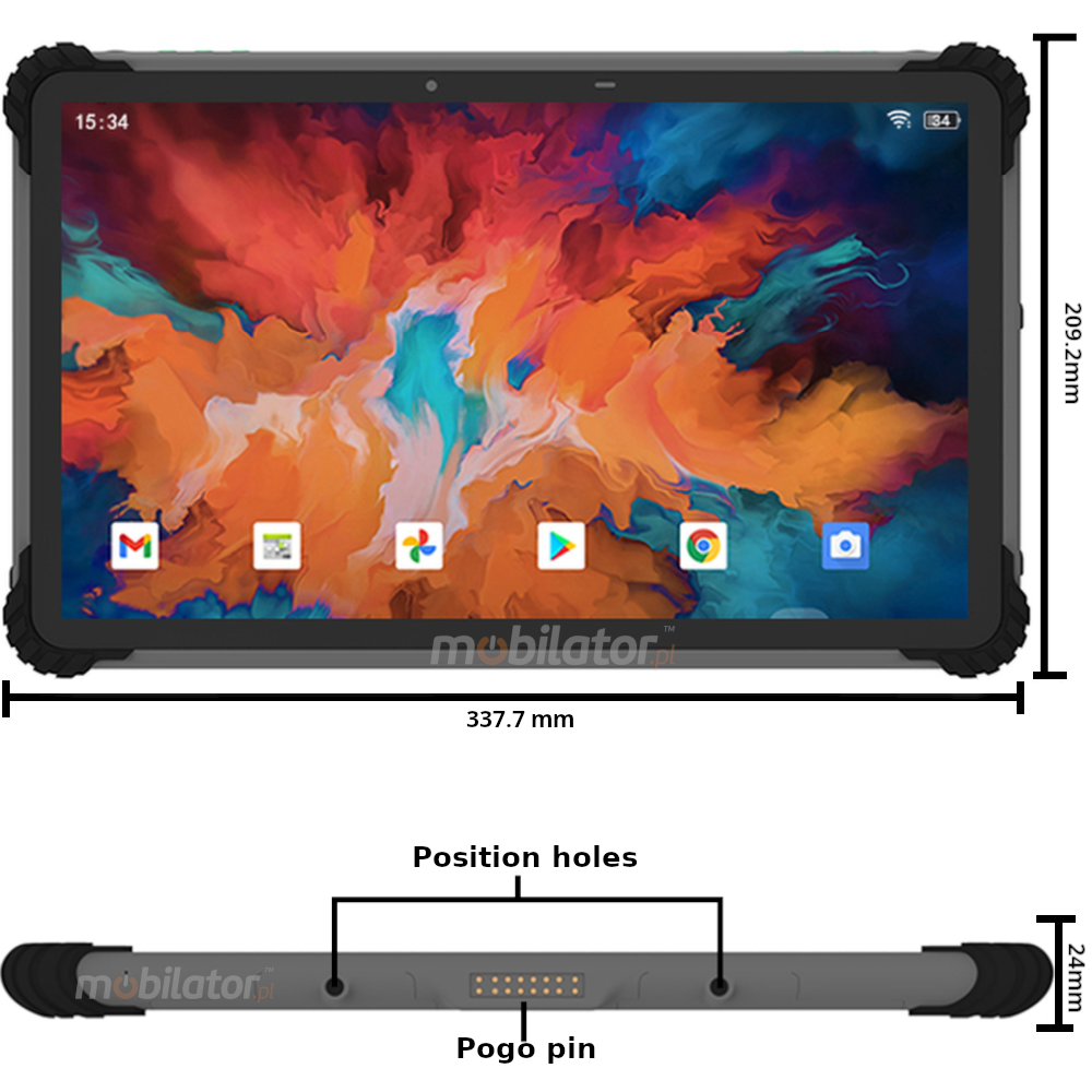 Written buttons and dimentions of MobiPad T1300R-2