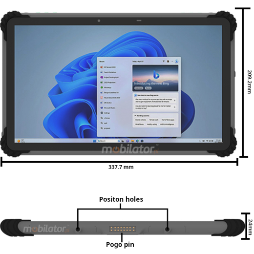 Written buttons and dimentions of MobiPad T1300U