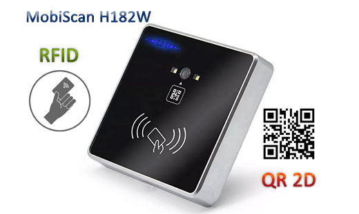 MobiScan H182W-HF - external barcode and QR (1D / 2D) scanner + RFID HF 13.56MHz reader - for industrial computers, machines, PC panels, mini PC (connection via USB / RS232 / RS485)