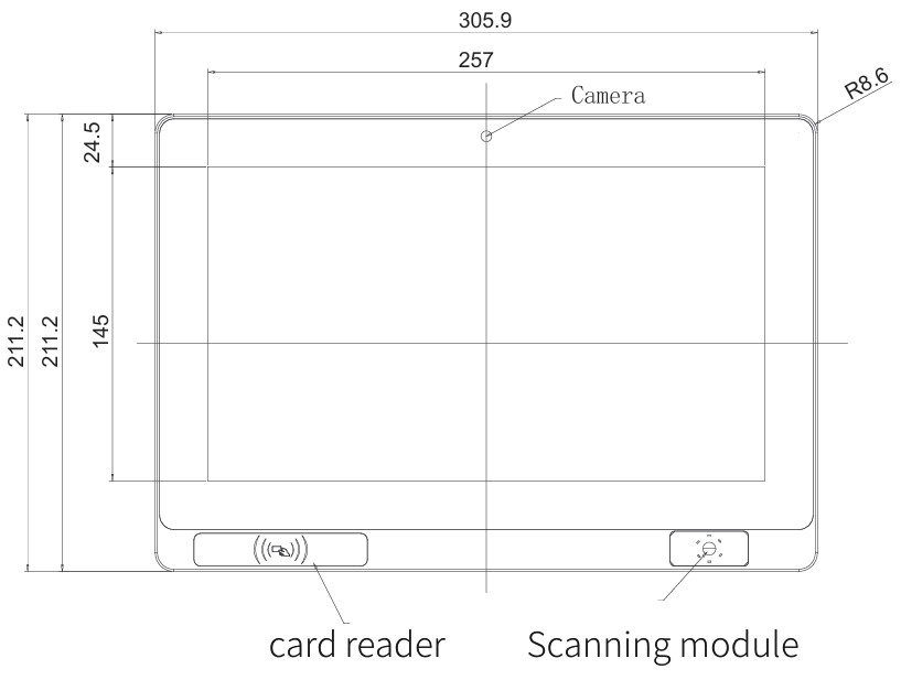 Mobitouch 116W-LF+2D Przemysłowy komputer panelowy wymiary produktu