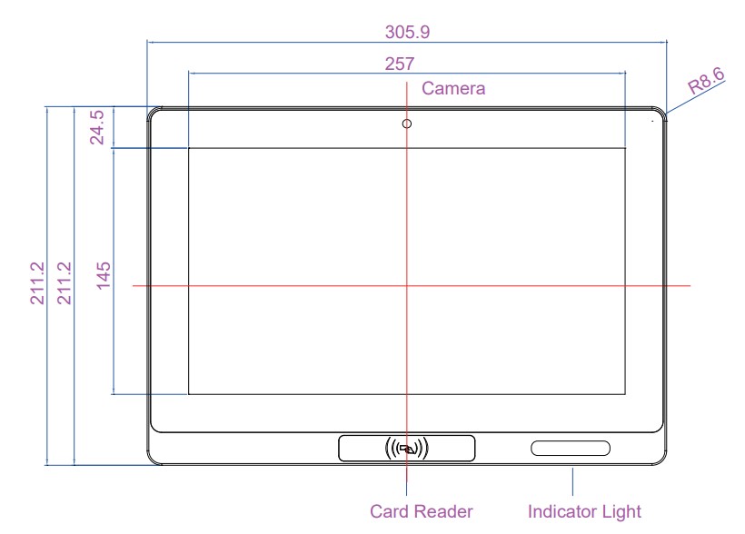 Mobitouch 116W-LF Przemysłowy komputer panelowy  wymiary produktu