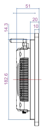 Mobitouch 116W-LF Przemysłowy komputer panelowy  wymiary produktu