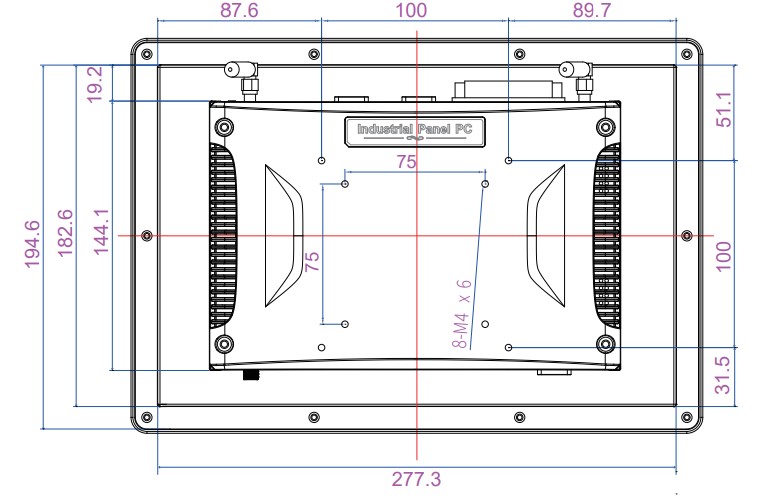 Mobitouch 116W-LF Przemysłowy komputer panelowy  wymiary produktu