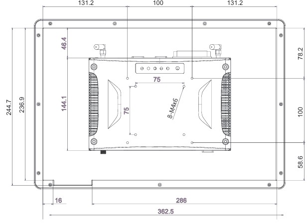 Mobitouch 156A-LF Przemysłowy komputer panelowy wymiary produktu