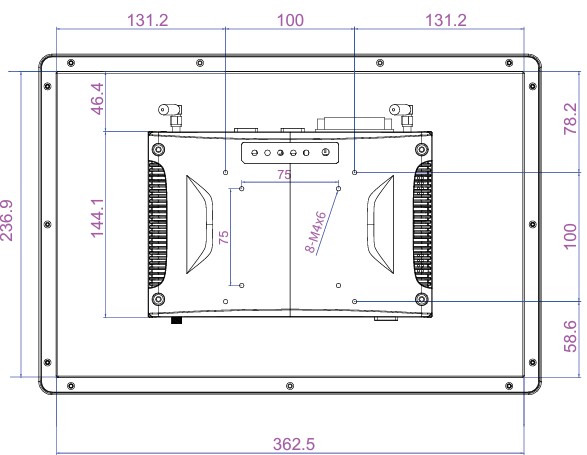 Mobitouch 156A-LF Przemysłowy komputer panelowy  wymiary produktu