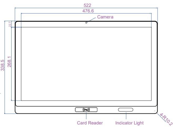 Mobitouch 215A-LF Przemysłowy komputer panelowy wymiary produktu