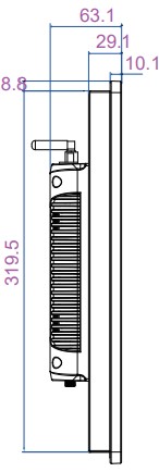 Mobitouch 215A-LF+2D Przemysłowy komputer panelowy wymiary produktu