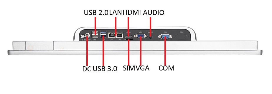 Mobitouch 215W-LF - Industrial panel computer connectors 