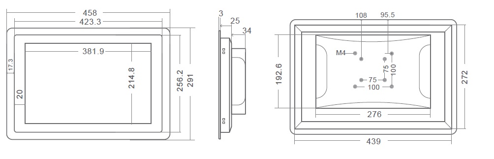MobiTouch 173RKK4 - 17.3 cala FHD wytrzymały (IP65 na panel przedni) dotykowy przemysłowy Panel PC z systemem Android 7.1, złącza: COM*2, HDMI*1, USB*2, RJ45*1, DC12V, Audio*1, TF