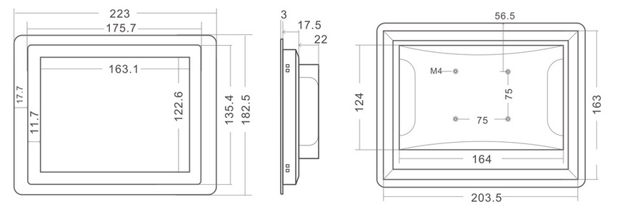 MobiTouch 8RKK4 - wzmocniony komputer panelowy dotykowy na produkcję z 8-mio calowym pojemnościowym ekranem dotykowym i systemem Android 7.1 - norma IP65 na przednią część obudowy