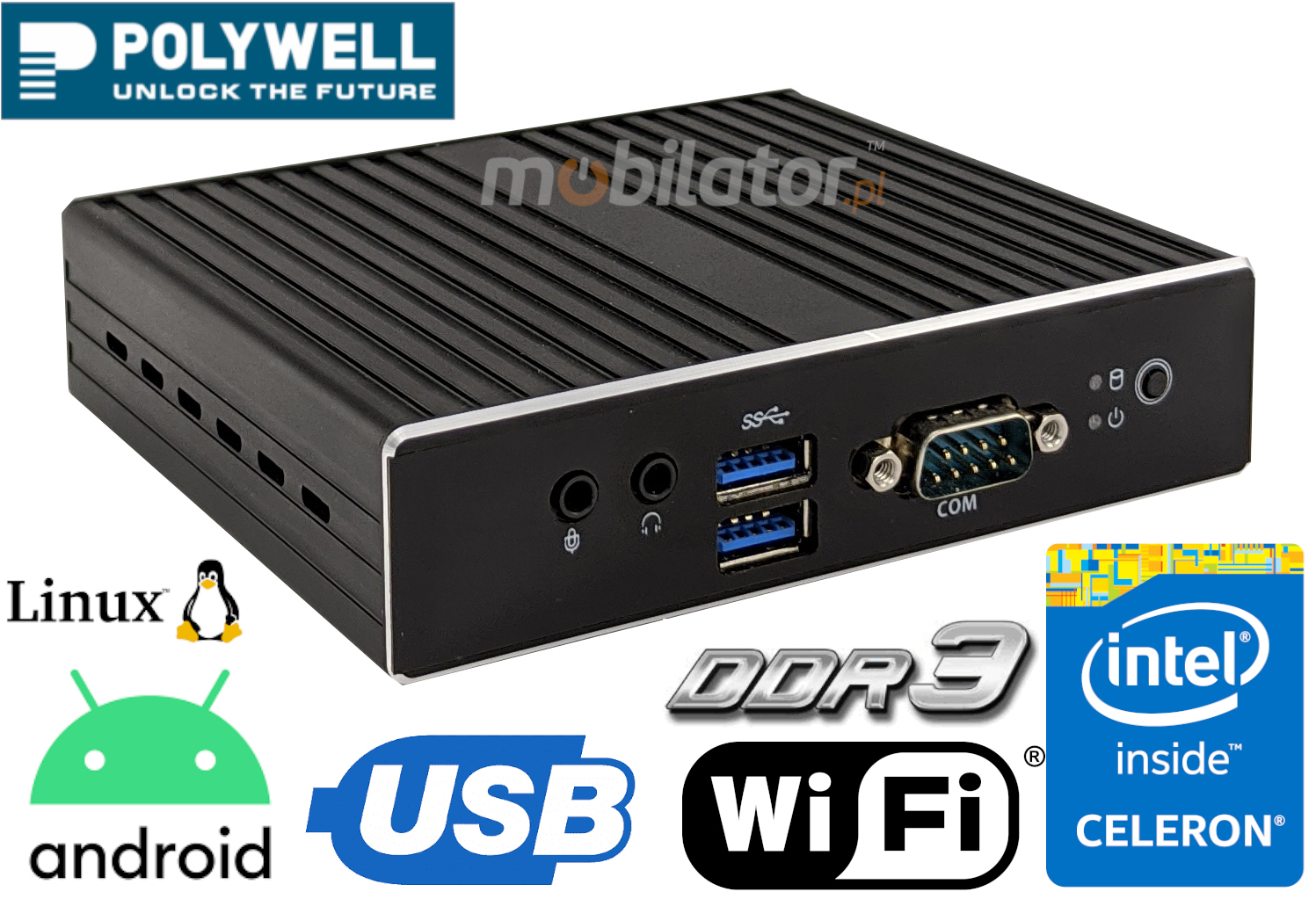 Polywell-Nano-N3350D  small reliable fast and efficient mini pc