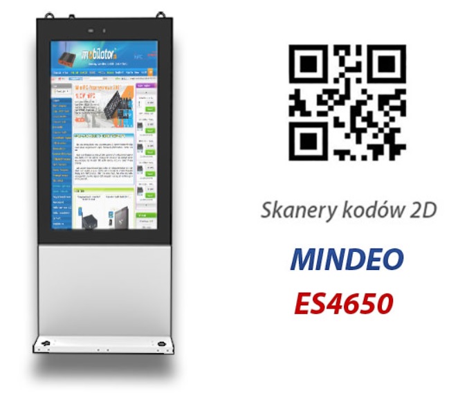 NoMobi Trex 65 cale totem zewnętrzny z wbudowanym skanerem kodów 1D 2D Mindeo