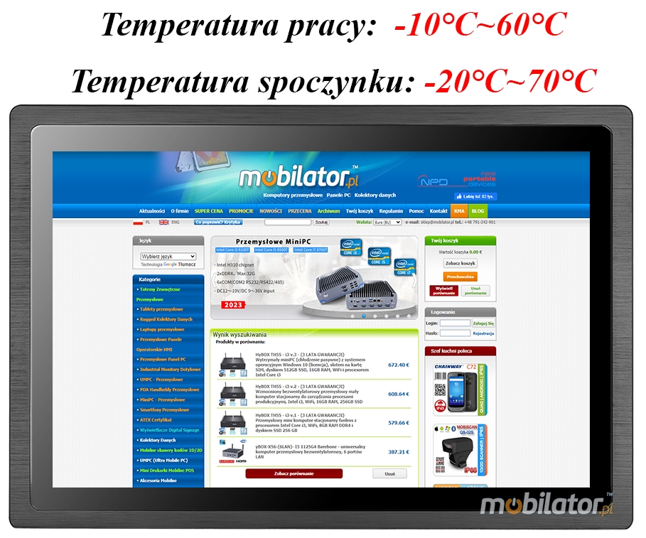 MoTouch 191 v.1 - TFT LCD Wzmocniony przemysłowy Monitor dotykowy 19  cali - z normą IP65 na przednią część obudowy
