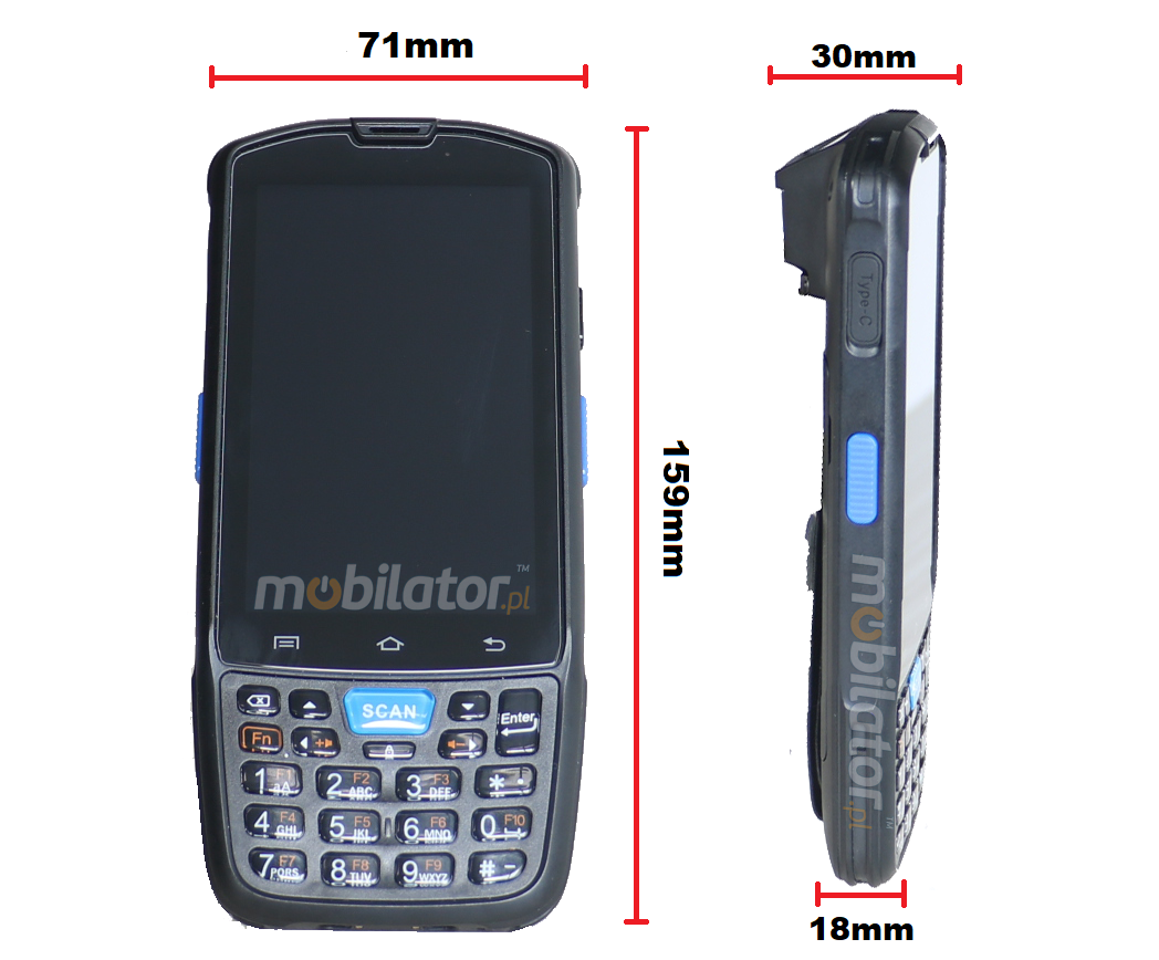 MobiPAD 7F - handy data collector ideal for industry, light and convenient, small size, with 2D scanner, NFC, Wifi and Bluetooth, 2GB RAM, 16GB ROM