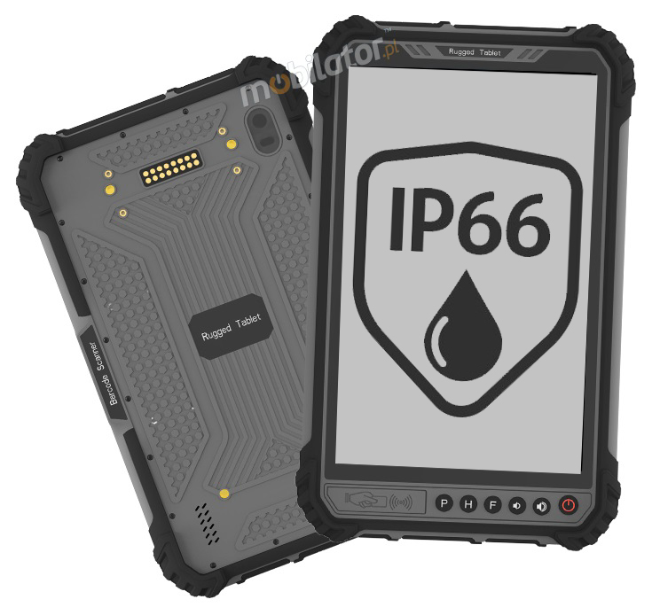MobiPAD 9TS-6A - Android 11, odporny na upadki tablet, NFC, 8GB RAM, skaner 2D Newland N1, ekran dotykowy 8 cali, 256GB ROM, jasność 1000 nits, LTE 4G, wodoodporny IP66, WiFi, bateria 10000mAh, Bluetooth.