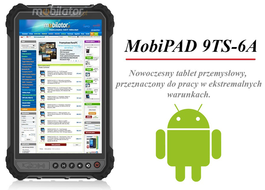 MobiPAD 9TS-6A - wytrzymały 8-calowy ekran o jasności 1000 nits, NFC, Android 11, 256GB ROM, skaner 2D Newland N1, 8GB RAM, LTE 4G, Bluetooth, wodoodporny IP66, bateria 10000mAh, WiFi.
