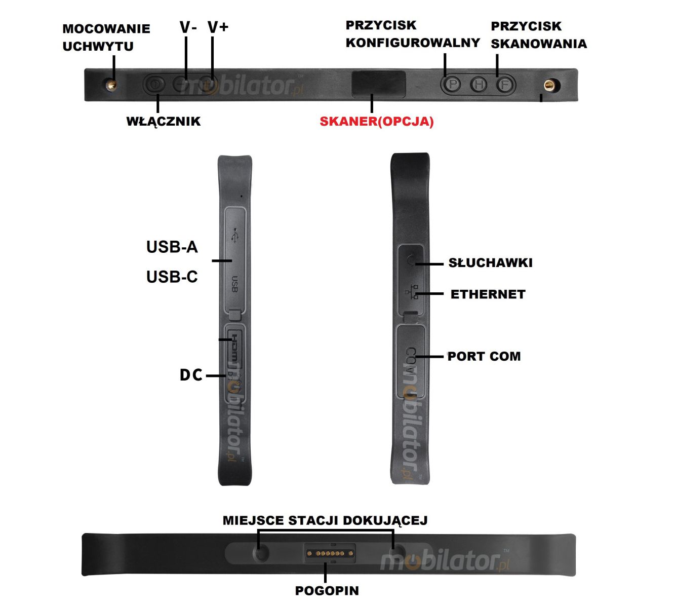 MobiPAD A311-A7 - odporny na niskie i wysokie temperatury tablet przemysłowy, 8GB RAM, 256GB ROM, normą IP67, NFC, Bluetooth 5.0, procesor MT6789, 4G LTE, Android 13.0, 10.1 cala, 1920x1200, 450 nits, skaner 2D Honeywell N4680, wysokiej precyzji GPS, UHF RFID (3-4m), czytnik linii papilarnych
