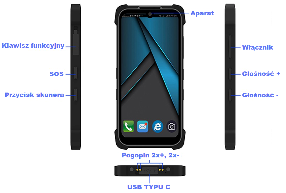MobiPAD MS5 -pl wielofunkcyjny terminal danych z ergonomicznymi przyciskami, Wifi i Bluetooth, 4GB RAM i 64GB ROM