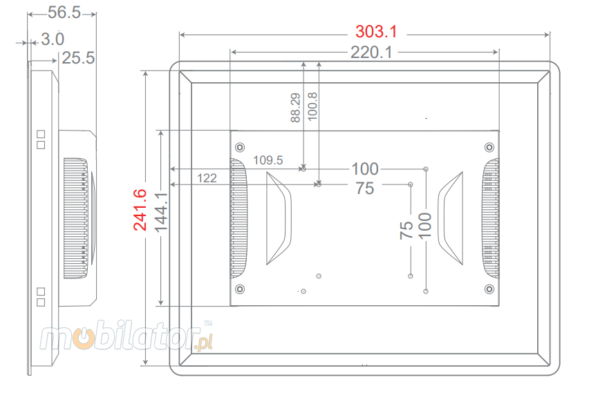 MoTouch 12 wymiary DVI HDMI VGA