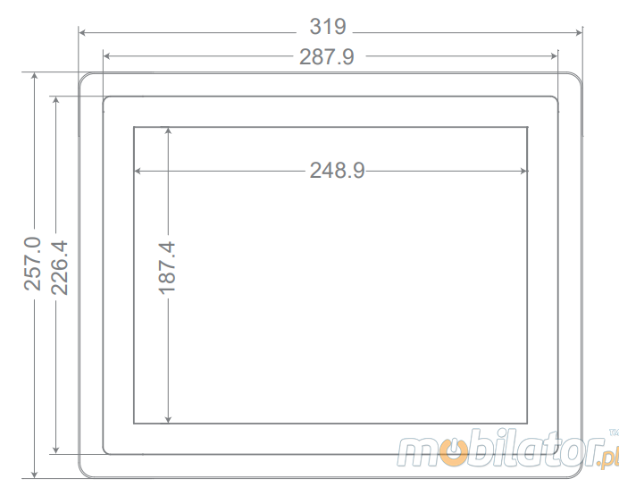 MoTouch 12 v.1 - TFT LCD Enhanced Industrial Touch Monitor 12 inches - with IP65 standard for the front of the housing HDMI VGA DVI AUDIO