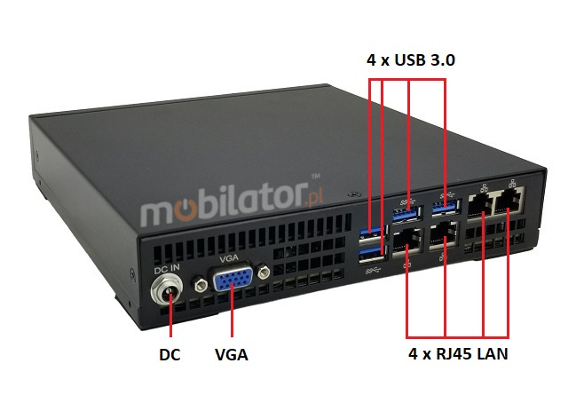 Connectors rear panel of small reliable Polywell-HM170L4 i5 VGA LAN USB