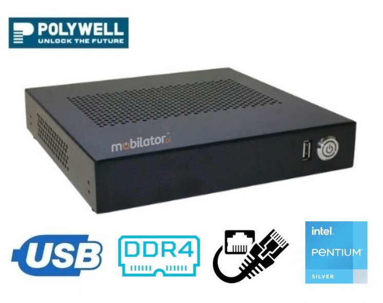 Polywell-J5040AEL2 Pentium mały niezawodny szybki i wydajny mini pc Wsparcie dla Linux / Windows